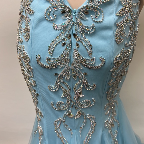 Montage by MON Cheri mermaid mock neck embroidered low back long gown - Picture 9 of 16